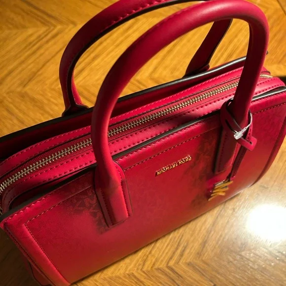 New Michael Kors Cherry Red Satchel - Picture 10 of 15